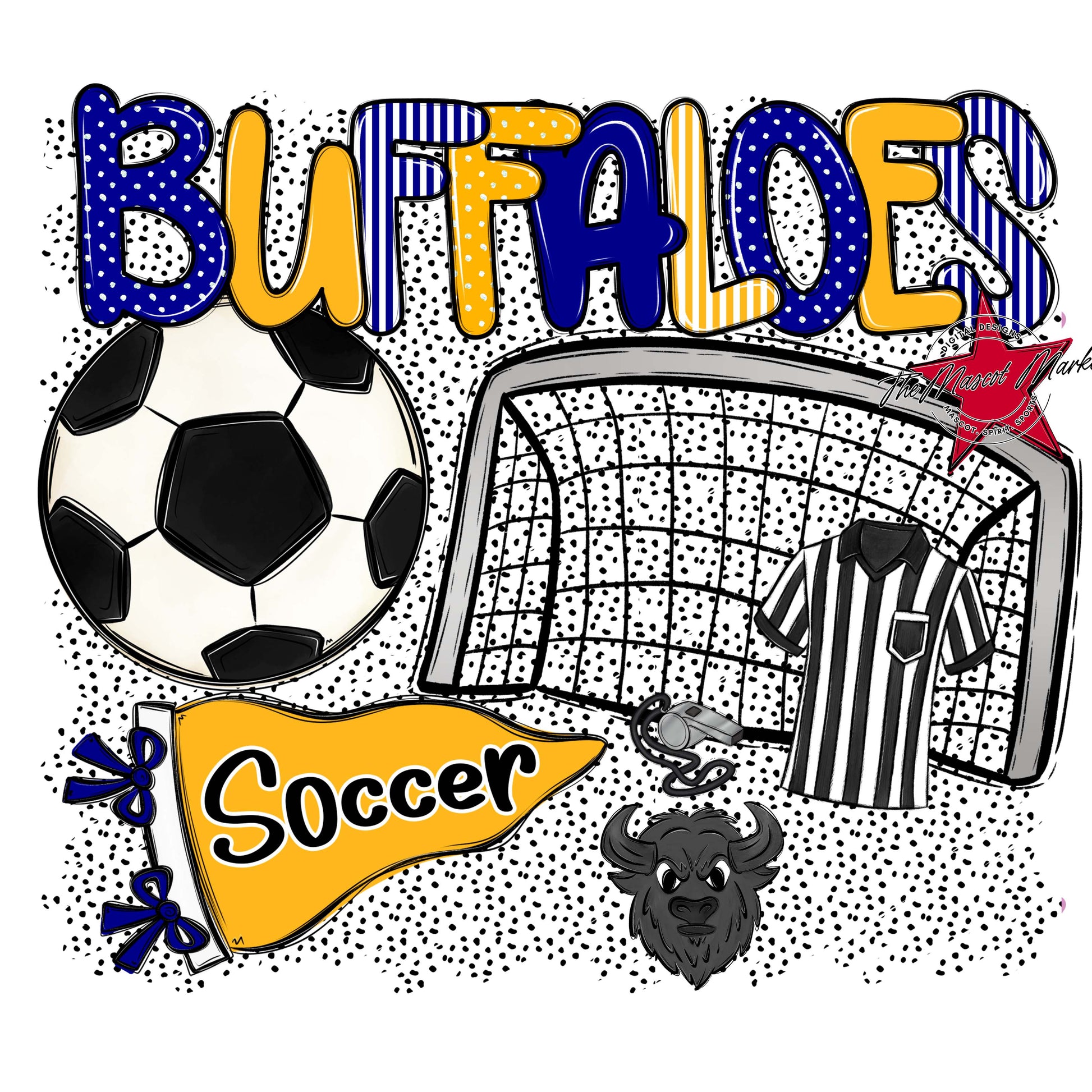 Buffaloes Soccer Spirit-Blue & Yellow