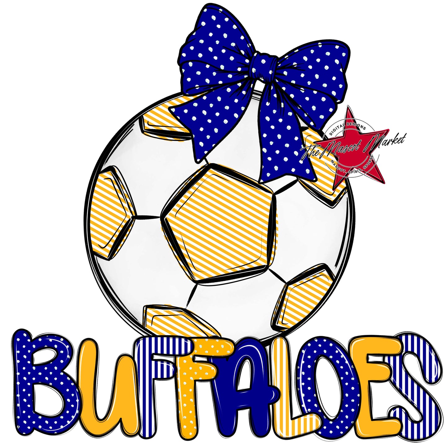 Buffaloes Soccer Spirit Design-Blue & Yellow