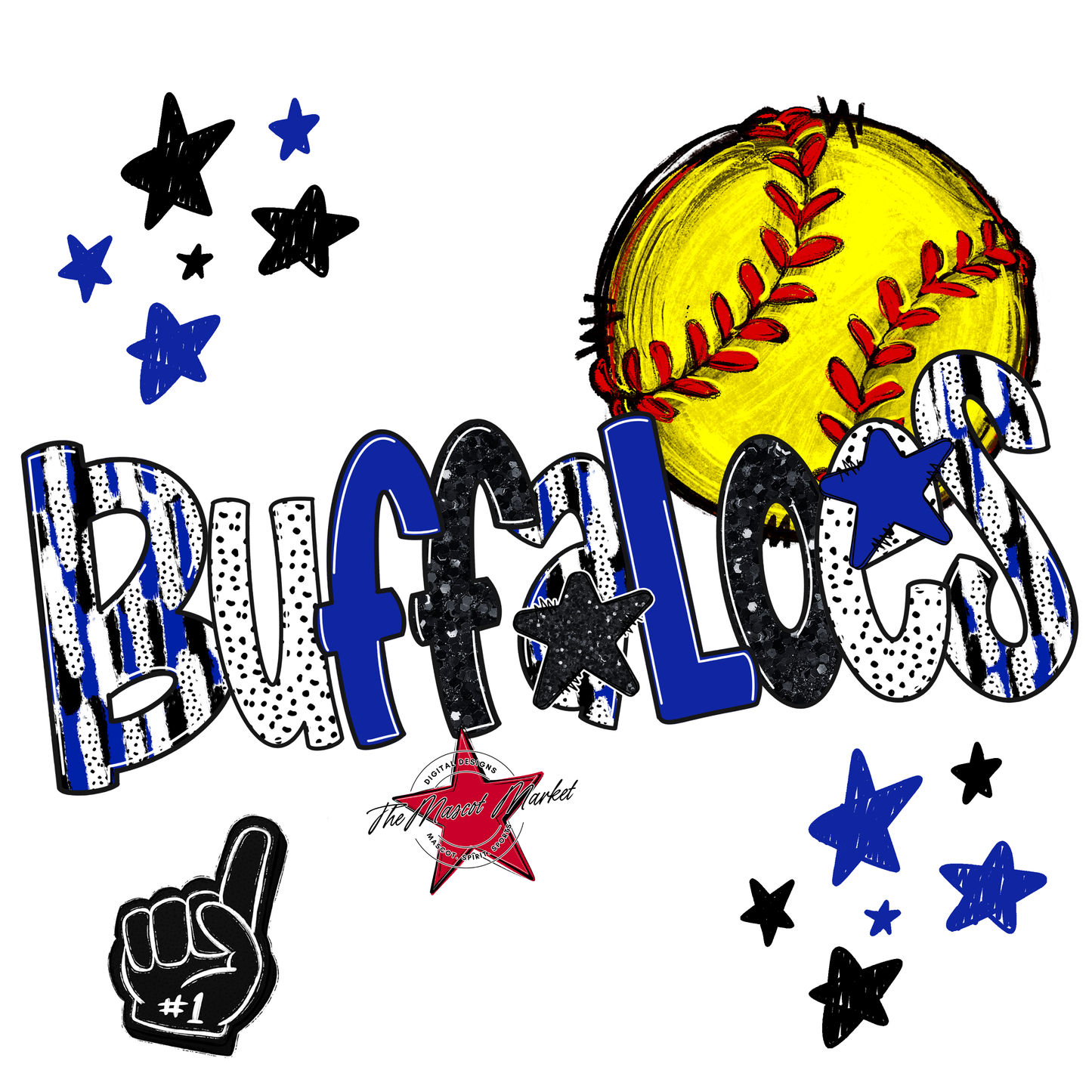 Buffaloes Softball Scrape-Royal Blue