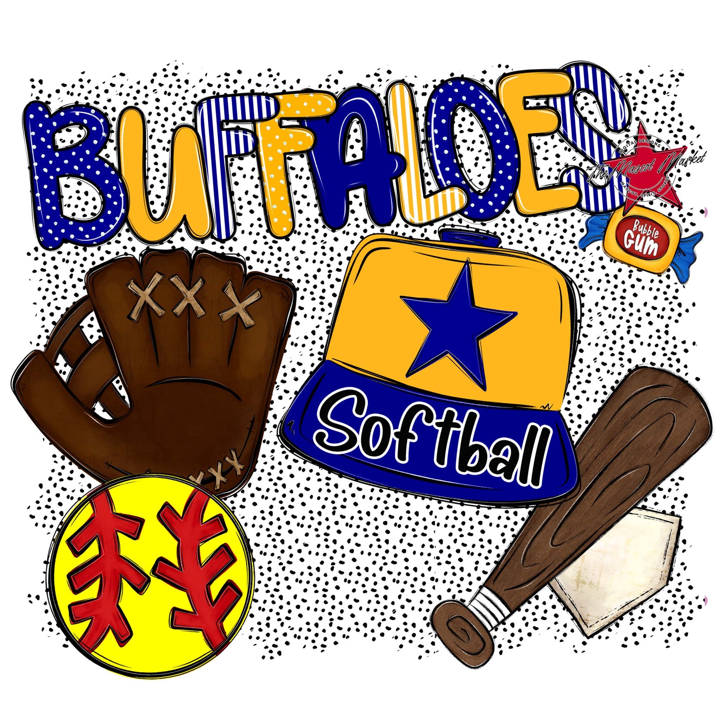 Buffaloes Softball Spirit-Blue & Yellow