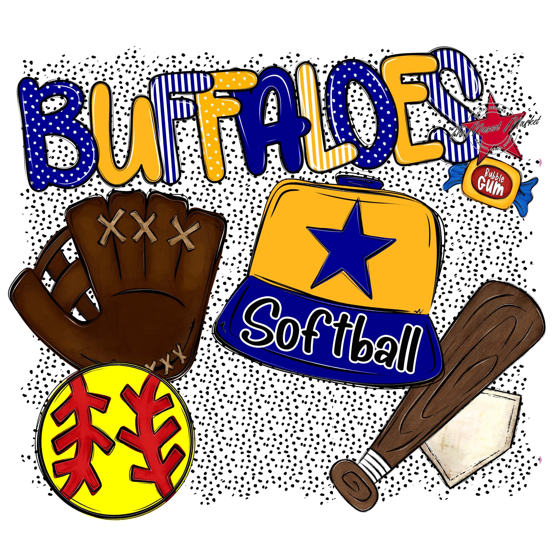Buffaloes Softball Spirit-Blue & Yellow