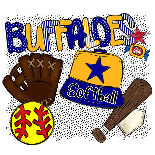 Buffaloes Softball Spirit-Blue & Yellow