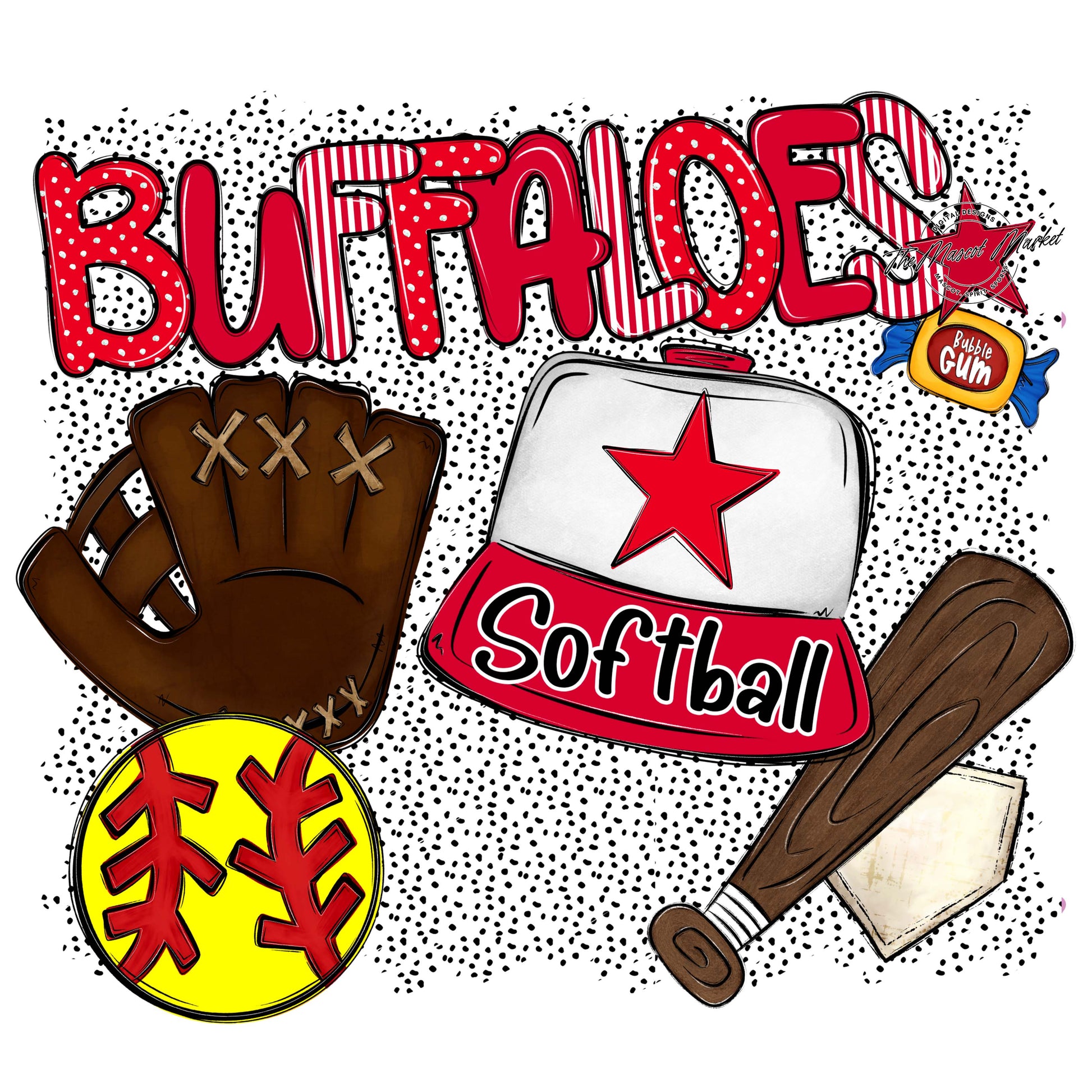 Buffaloes Softball Spirit-Red