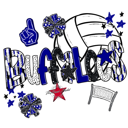 Buffaloes Volleyball Scrape-Blue