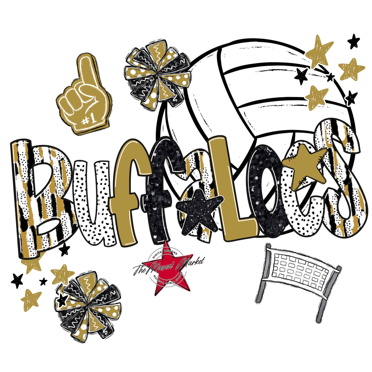 Buffaloes Volleyball Scrape-Gold