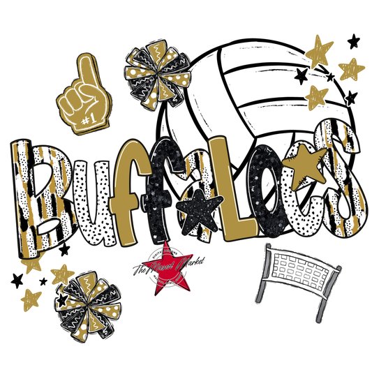 Buffaloes Volleyball Scrape-Gold