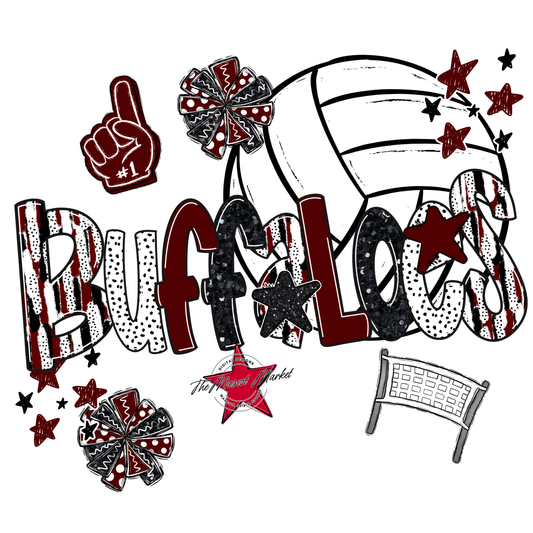 Buffaloes Volleyball Scrape-Maroon