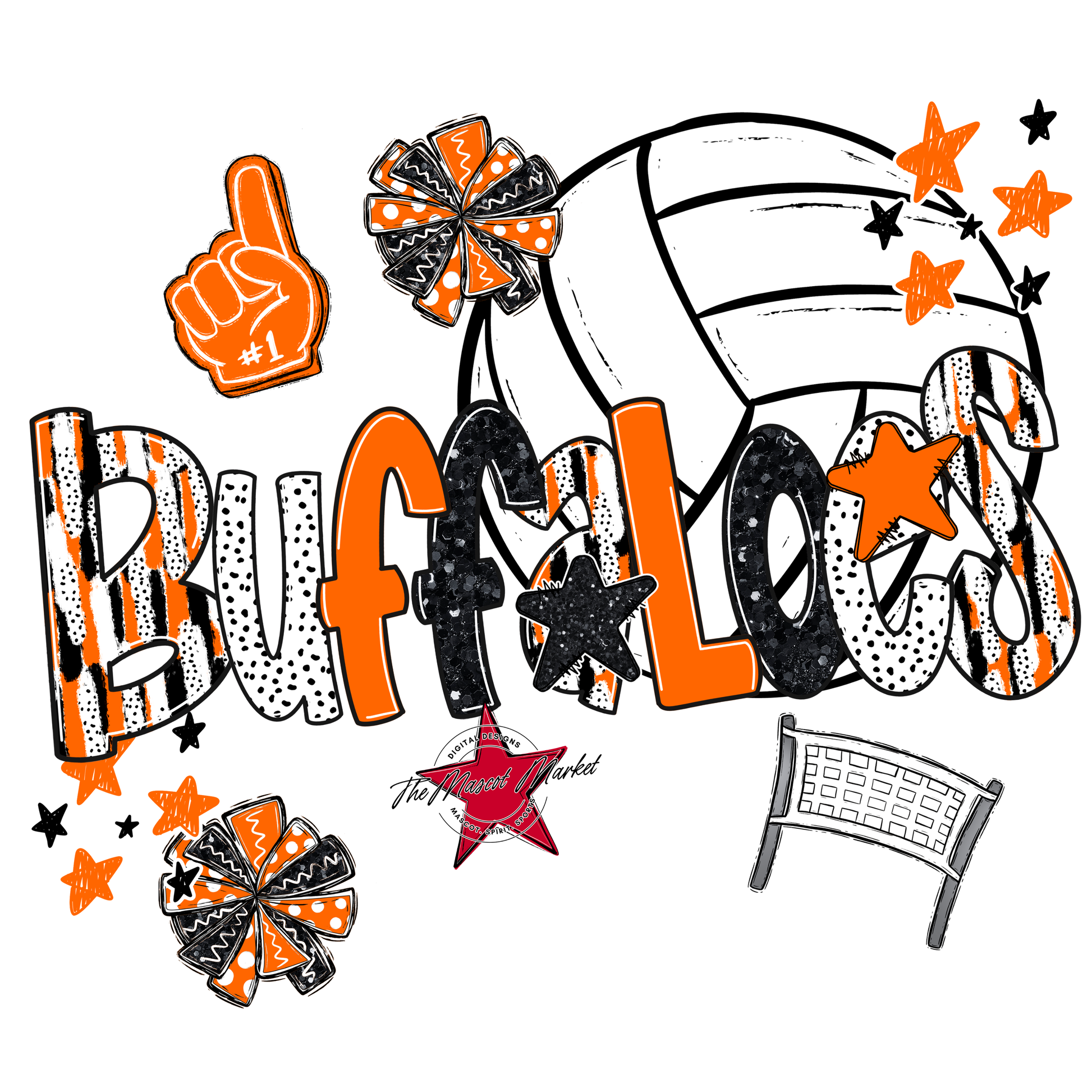 Buffaloes Volleyball Scrape-Orange