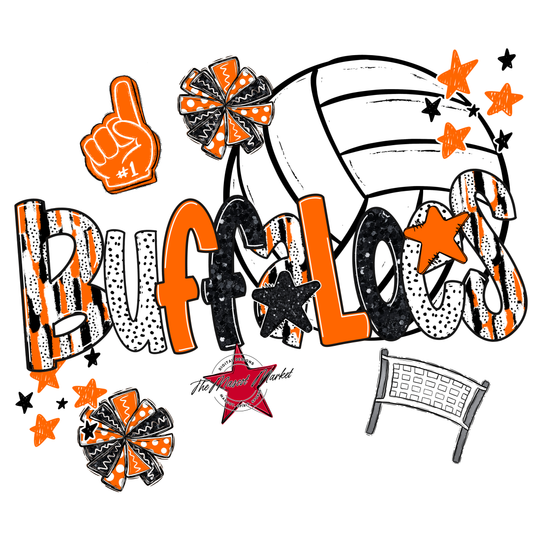 Buffaloes Volleyball Scrape-Orange