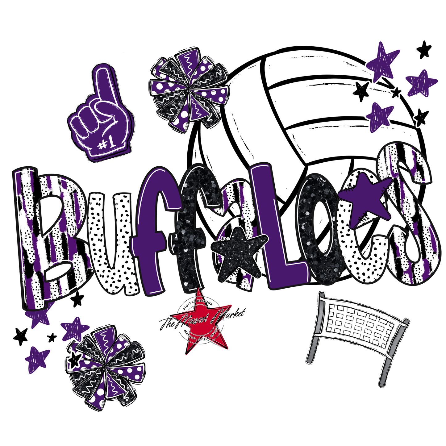 Buffaloes Volleyball Scrape-Purple