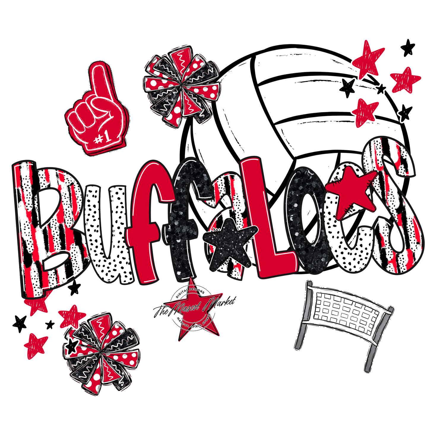 Buffaloes Volleyball Scrape-Red