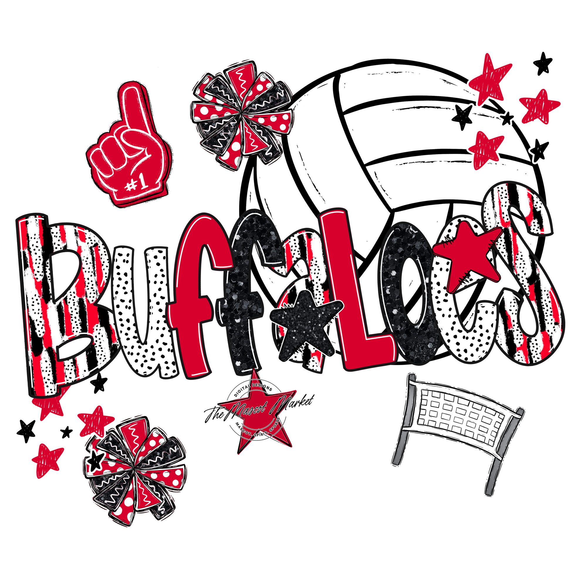 Buffaloes Volleyball Scrape-Red