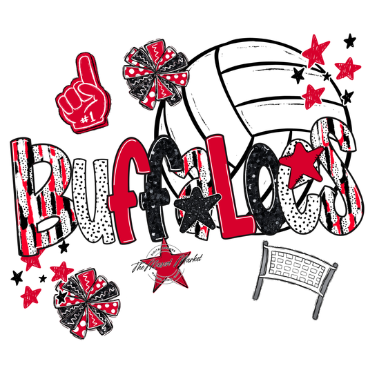 Buffaloes Volleyball Scrape-Red