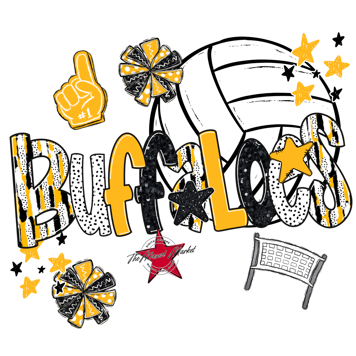 Buffaloes Volleyball Scrape-Yellow