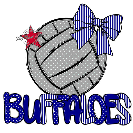 Buffaloes Volleyball Spirit Design-Blue
