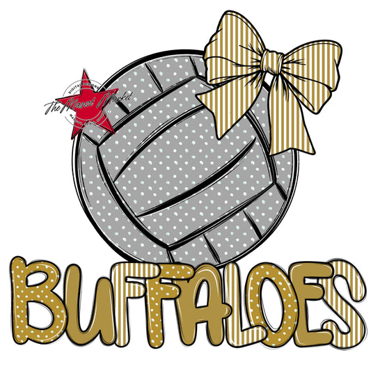 Buffaloes Volleyball Spirit Design-Gold