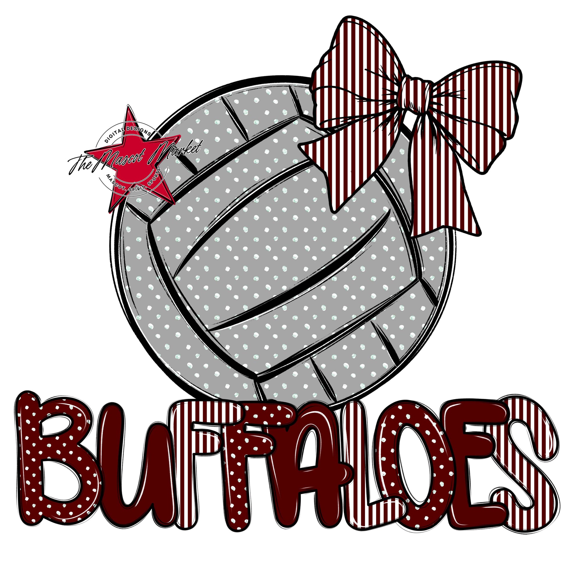 Buffaloes Volleyball Spirit Design-Maroon