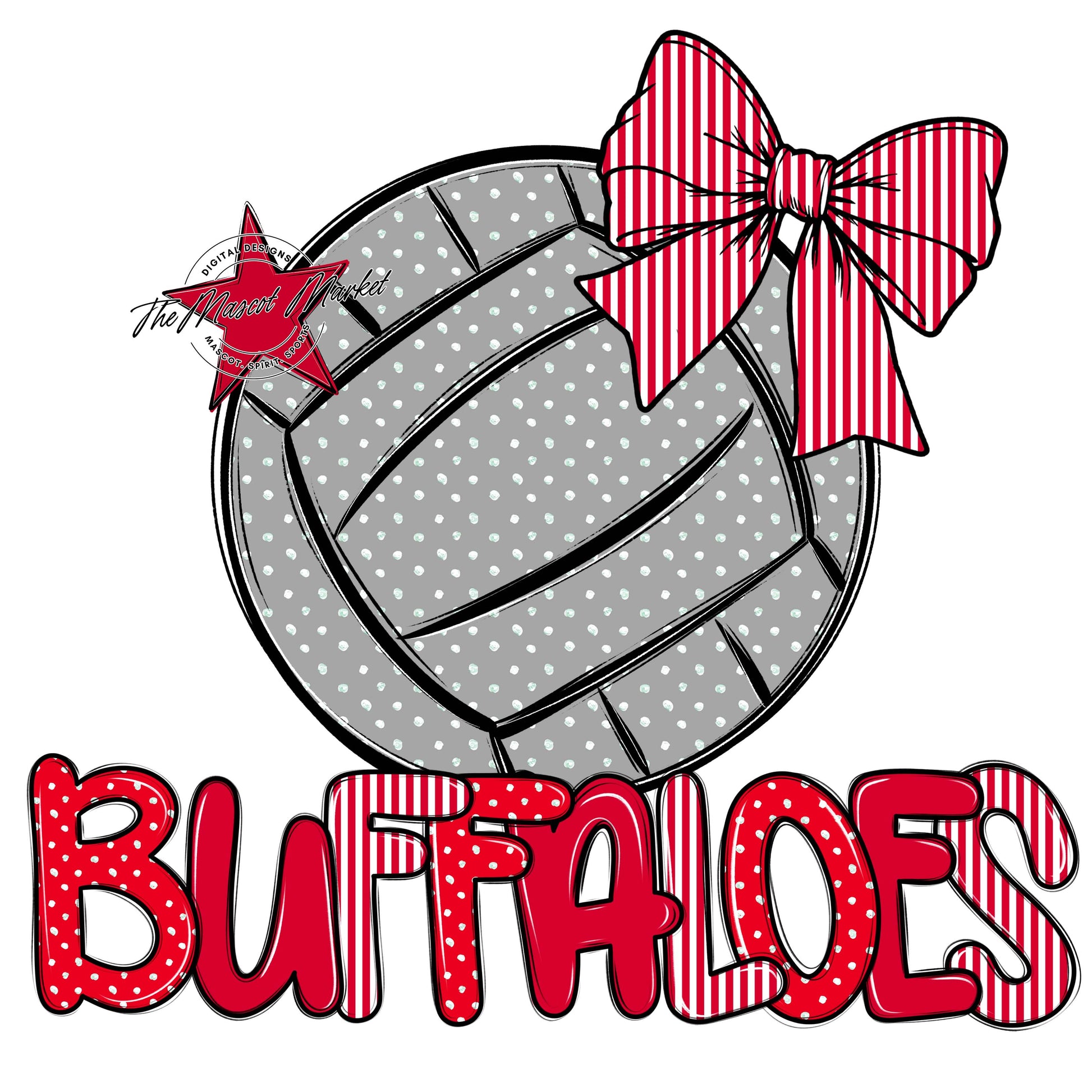 Buffaloes Volleyball Spirit Design-Red