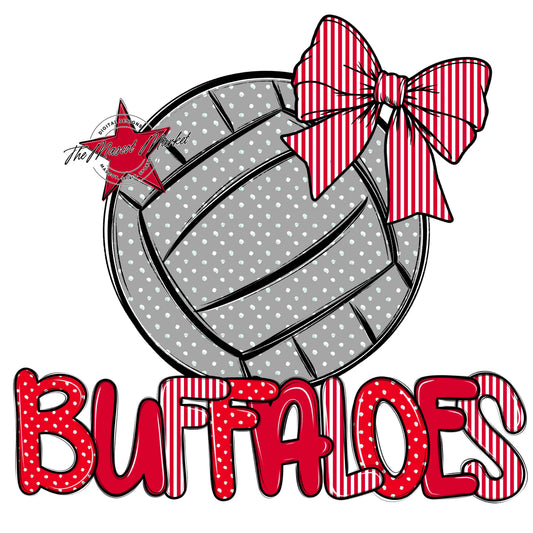 Buffaloes Volleyball Spirit Design-Red