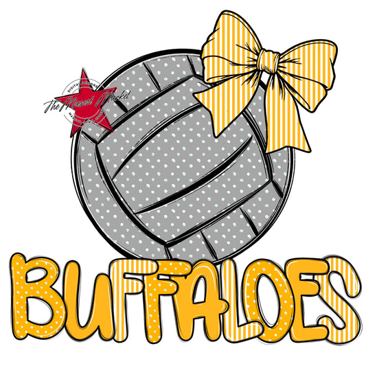 Buffaloes Volleyball Spirit Design-Yellow