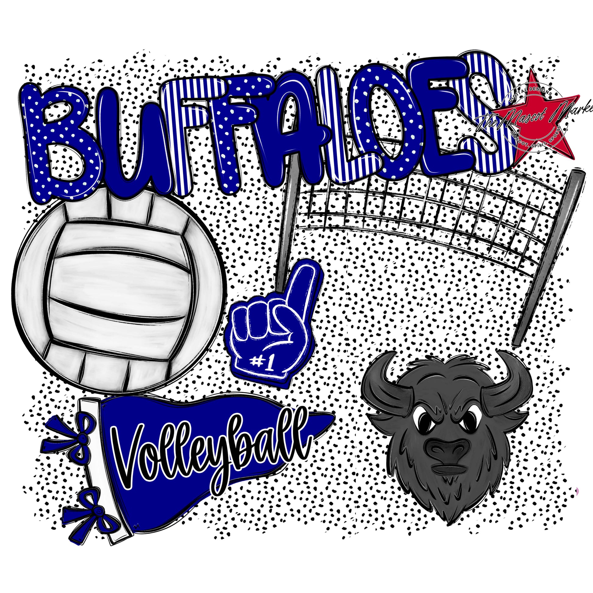 Buffaloes Volleyball Spirit-Blue