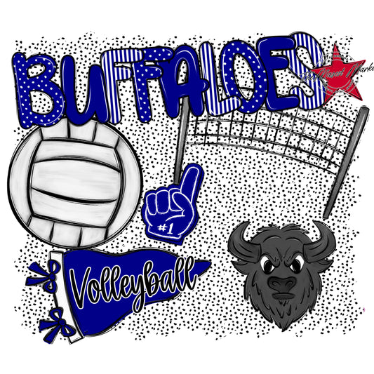 Buffaloes Volleyball Spirit-Blue