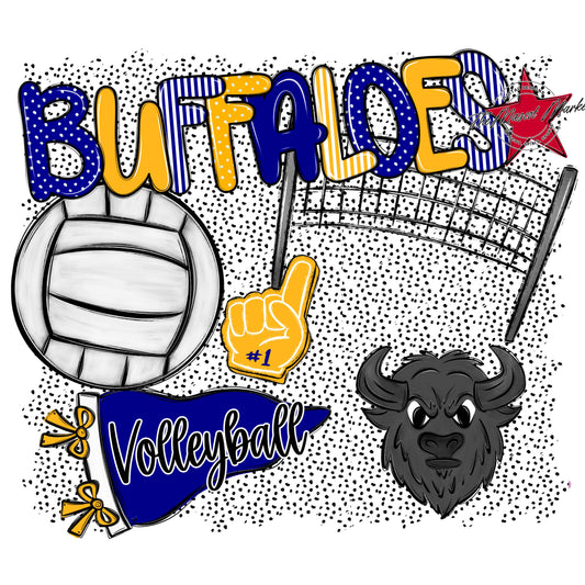 Buffaloes Volleyball Spirit-Blue & Yellow