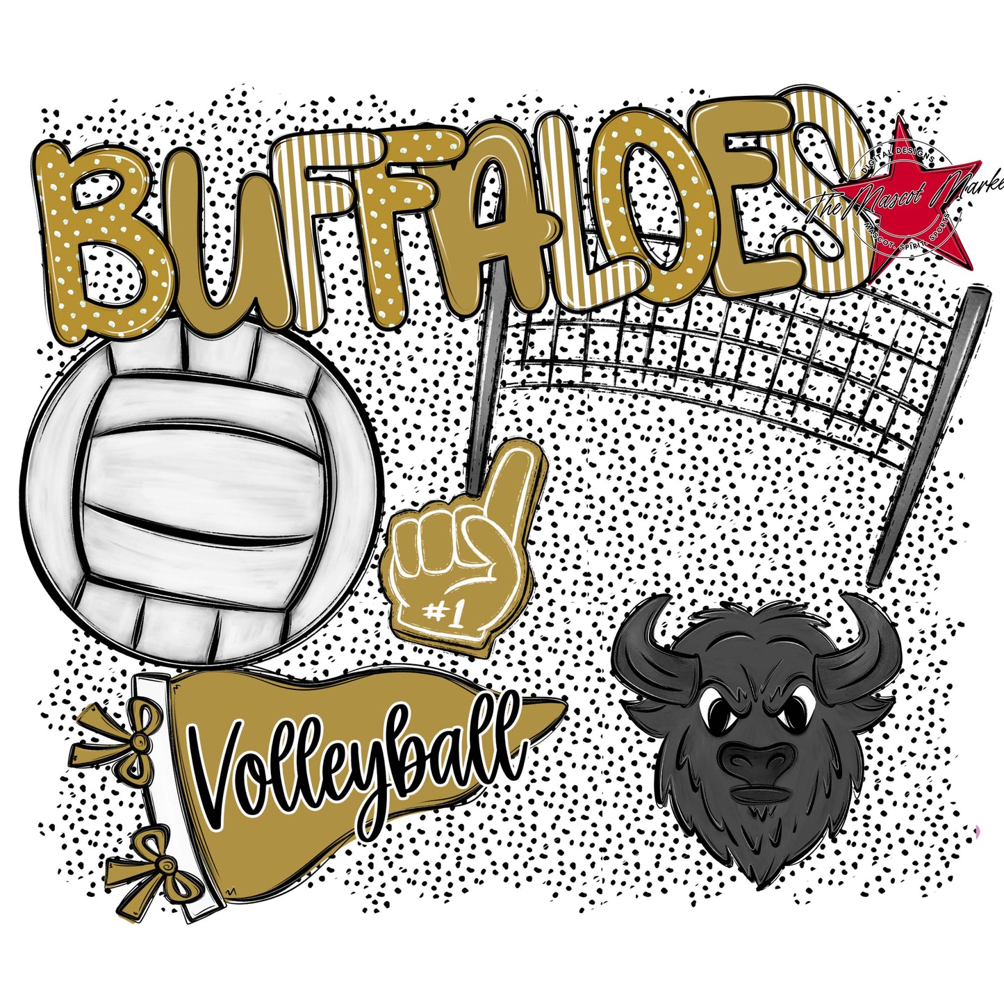 Buffaloes Volleyball Spirit-Gold