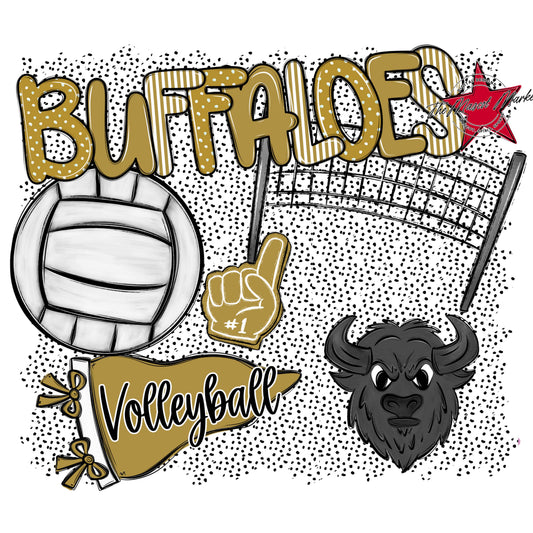 Buffaloes Volleyball Spirit-Gold