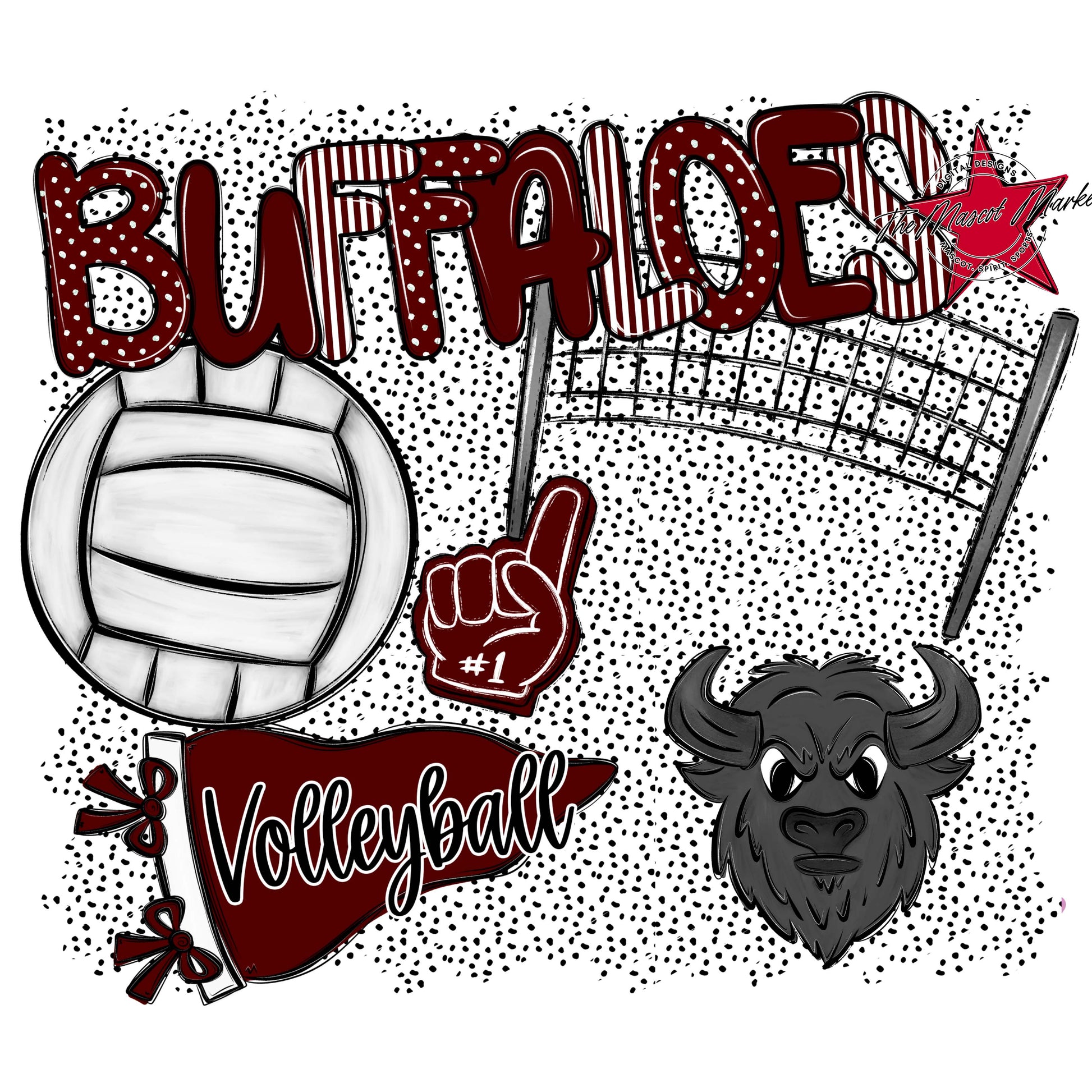 Buffaloes Volleyball Spirit-Maroon