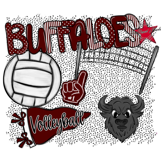Buffaloes Volleyball Spirit-Maroon