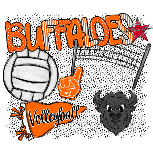 Buffaloes Volleyball Spirit-Orange