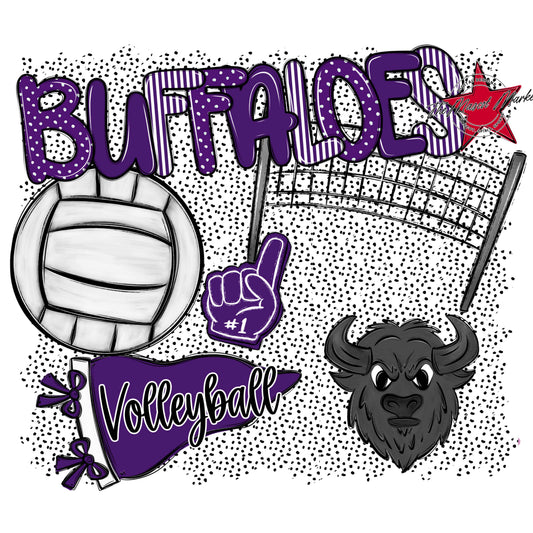 Buffaloes Volleyball Spirit-Purple