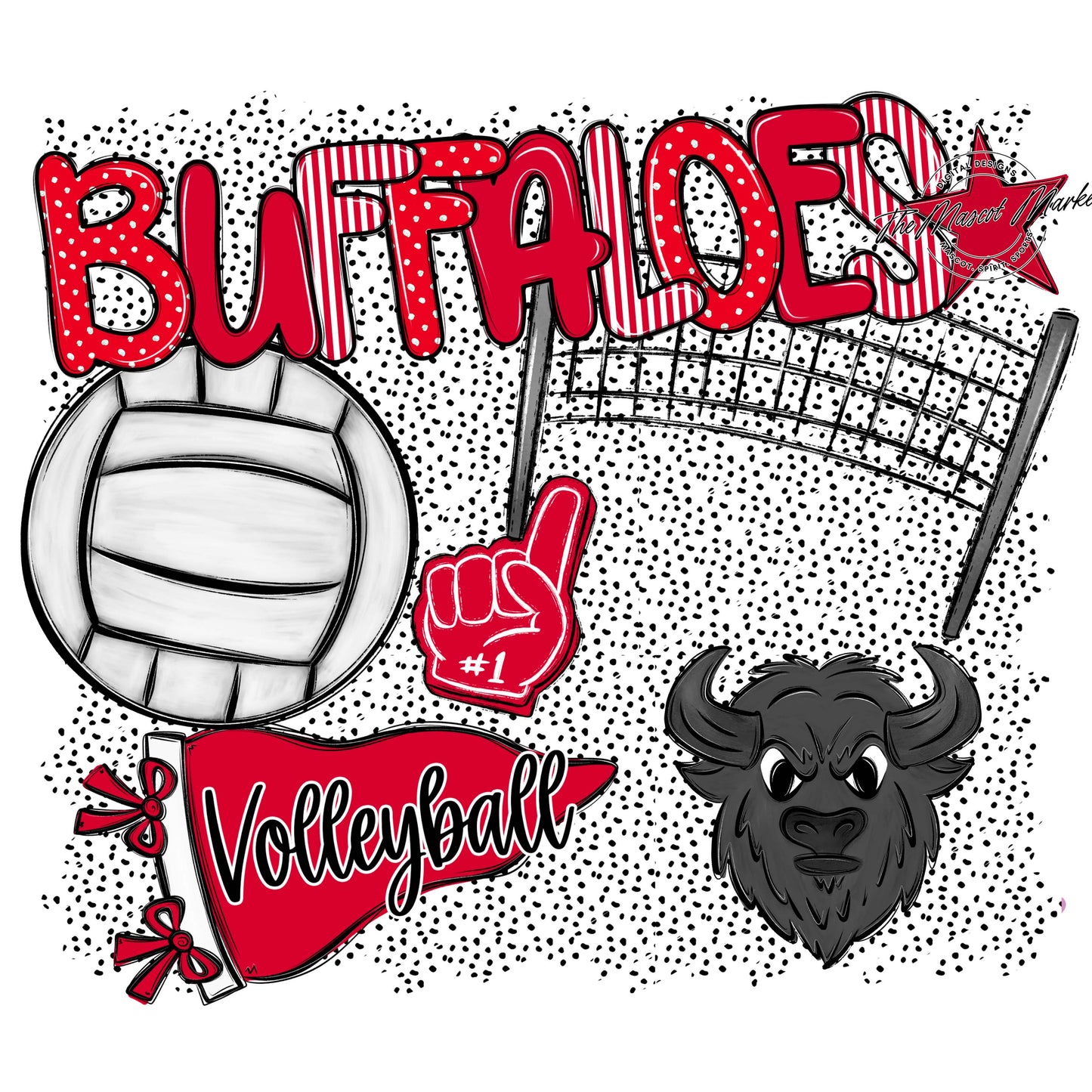 Buffaloes Volleyball Spirit-Red