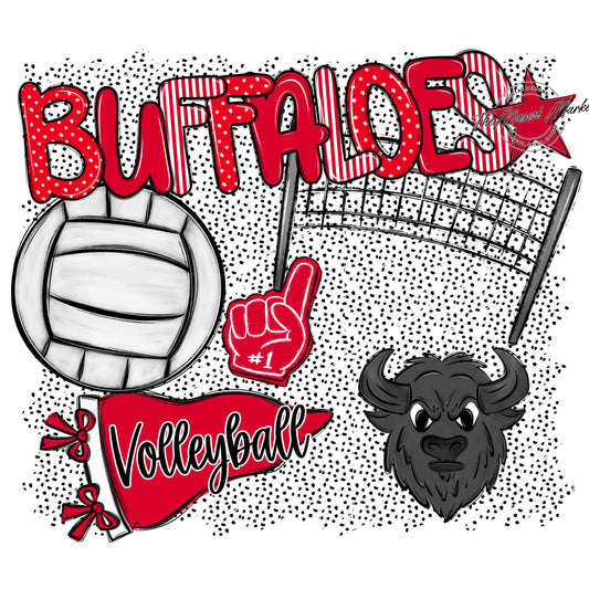 Buffaloes Volleyball Spirit-Red