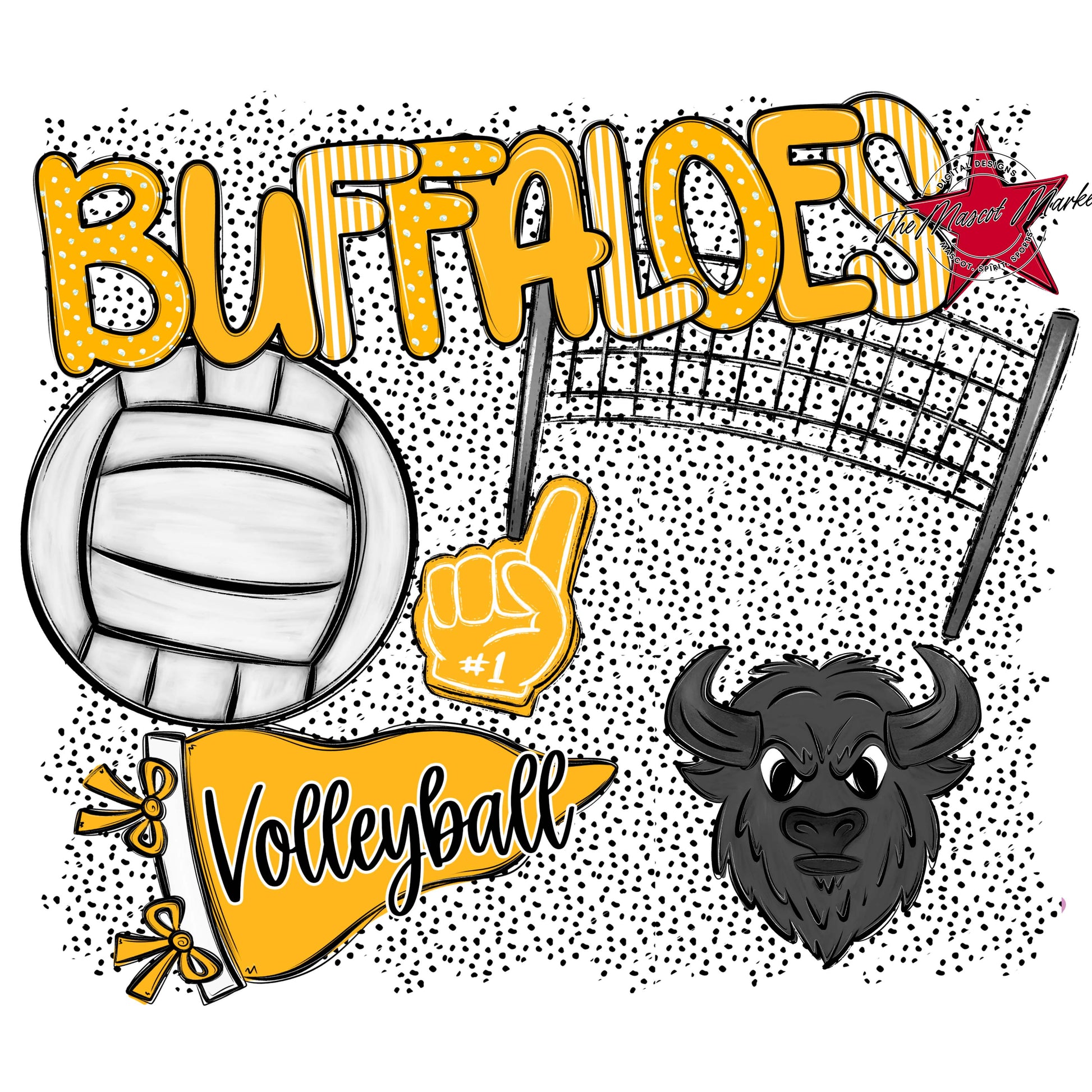 Buffaloes Volleyball Spirit-Yellow