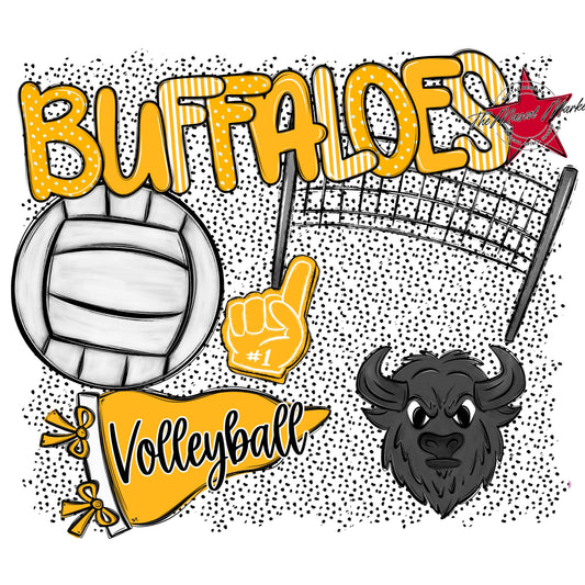 Buffaloes Volleyball Spirit-Yellow