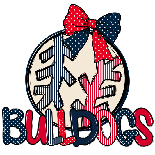 Bulldogs Baseball-Softball Spirit Design-Navy & Red