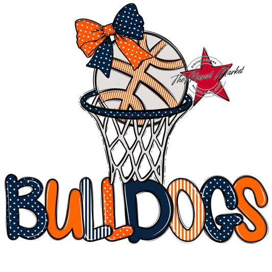 Bulldogs Basketball Spirit Design-Navy & Orange