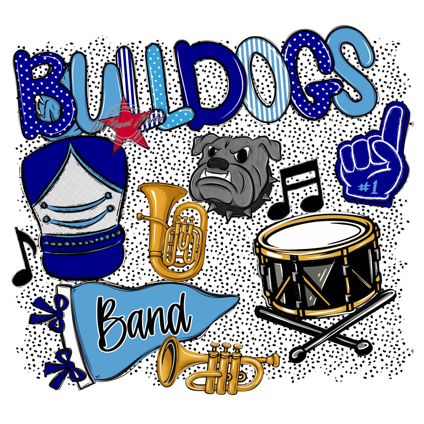 Bulldogs Band Spirit-Blue & Carolina Blue