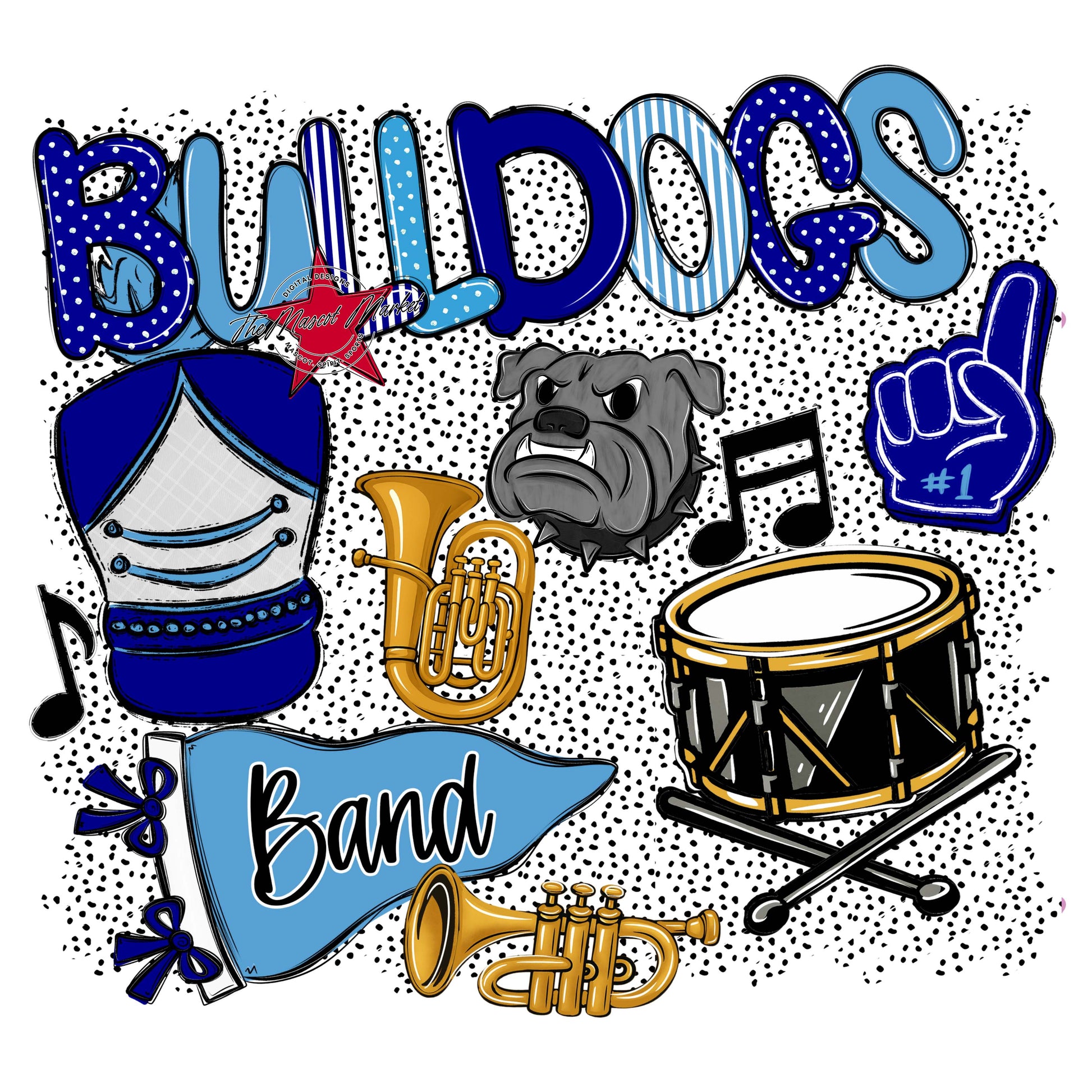 Bulldogs Band Spirit-Blue & Carolina Blue
