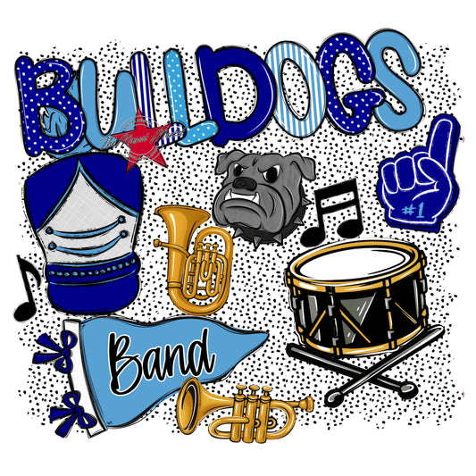 Bulldogs Band Spirit-Blue & Carolina Blue