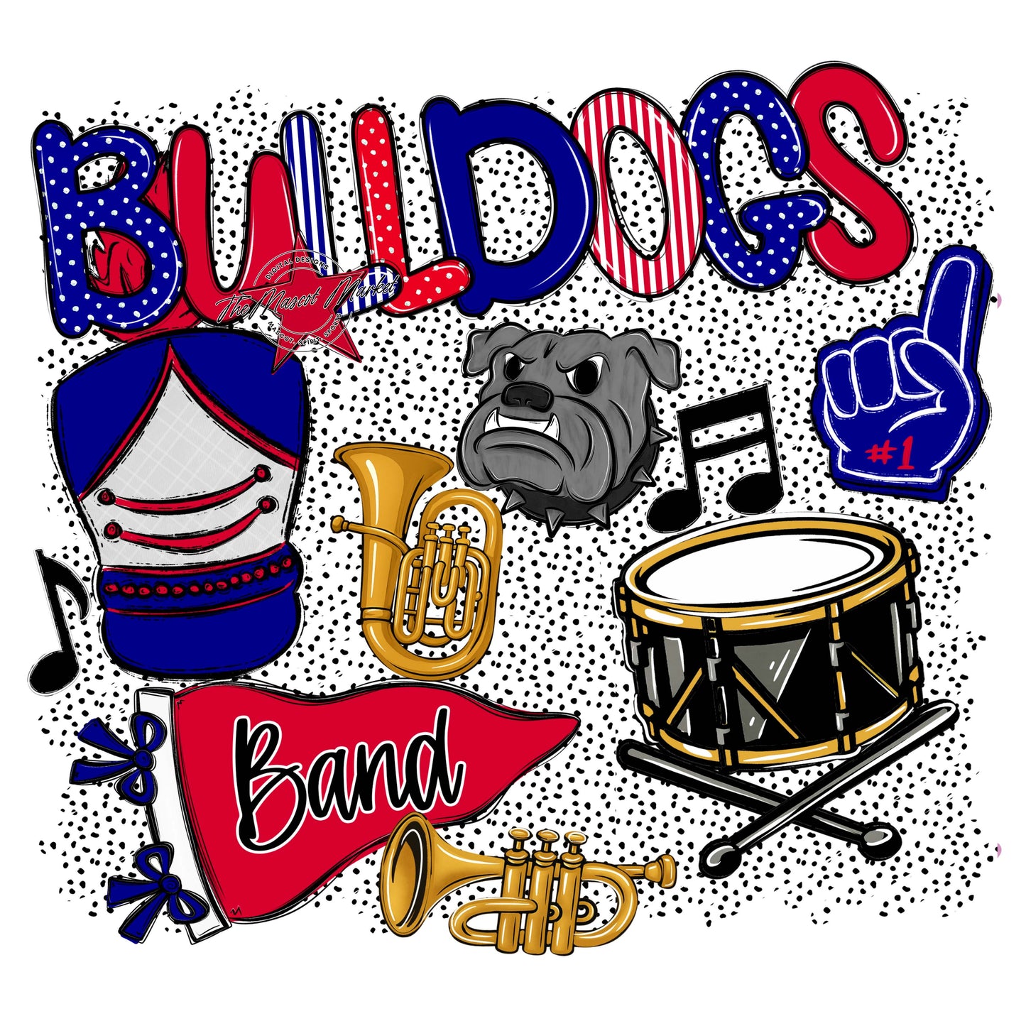 Bulldogs Band Spirit-Blue & Red