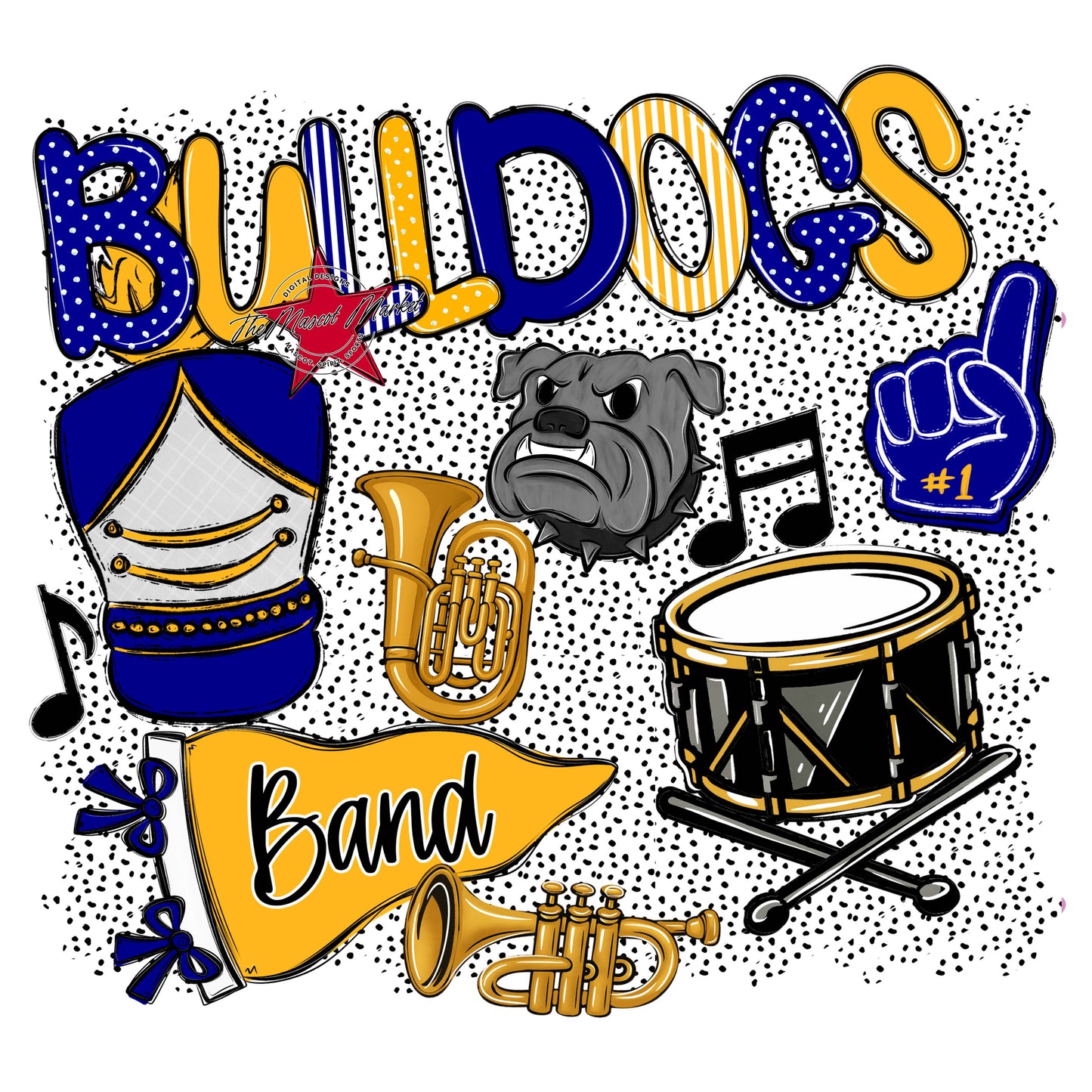 Bulldogs Band Spirit-Blue & Yellow