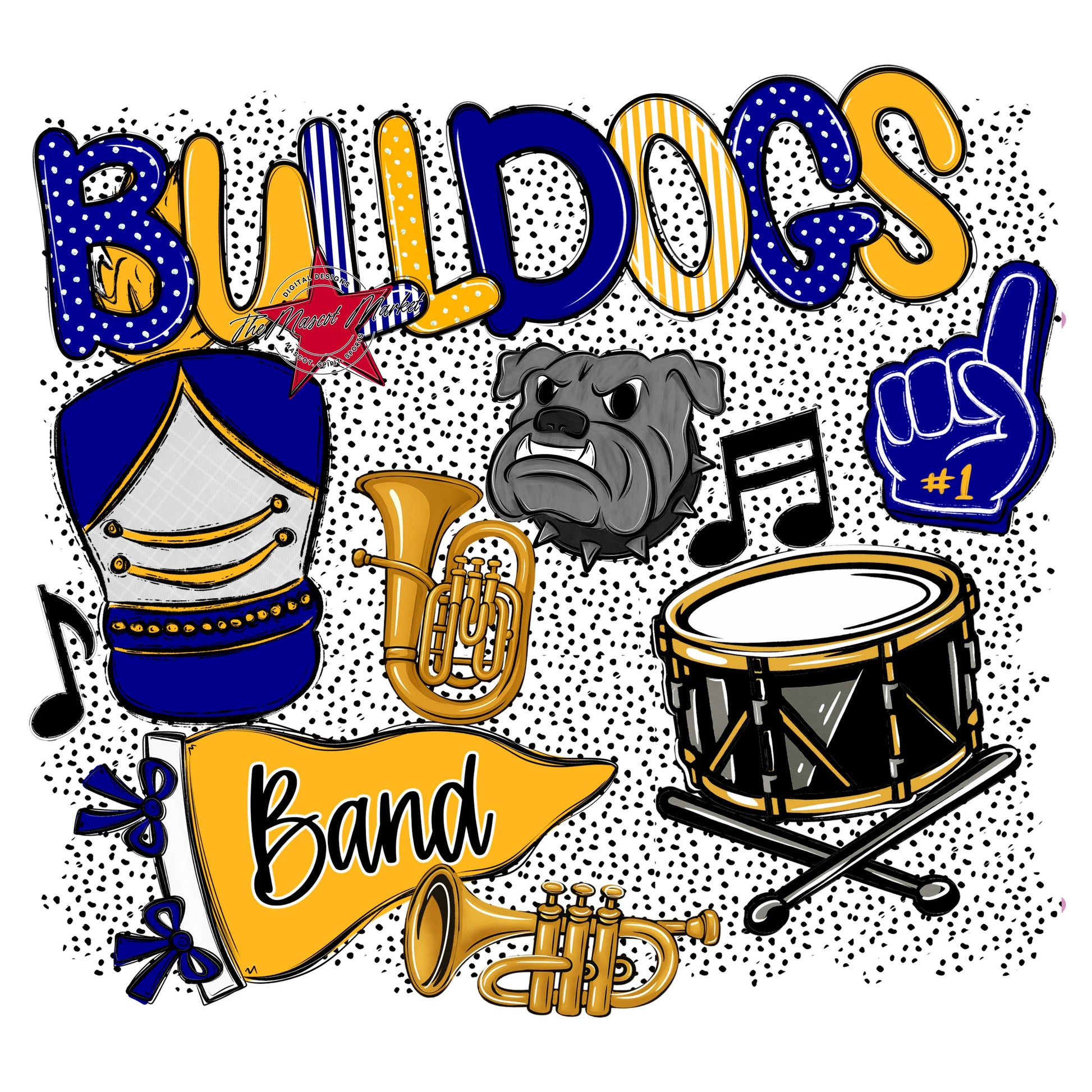 Bulldogs Band Spirit-Blue & Yellow