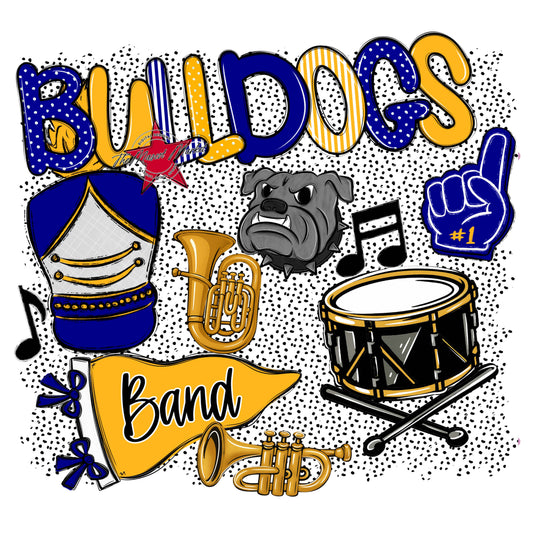 Bulldogs Band Spirit-Blue & Yellow