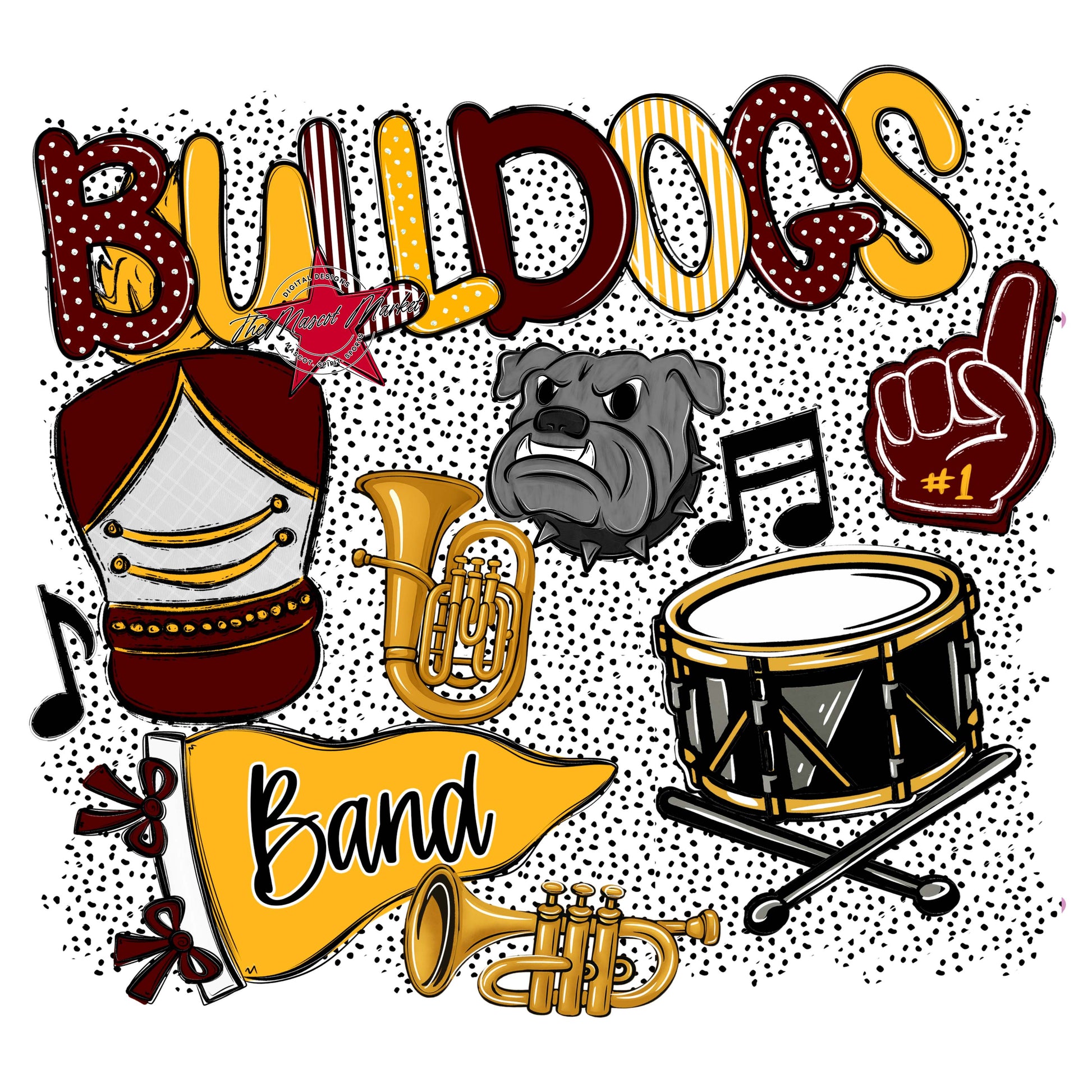 Bulldogs Band Spirit-Maroon & Yellow