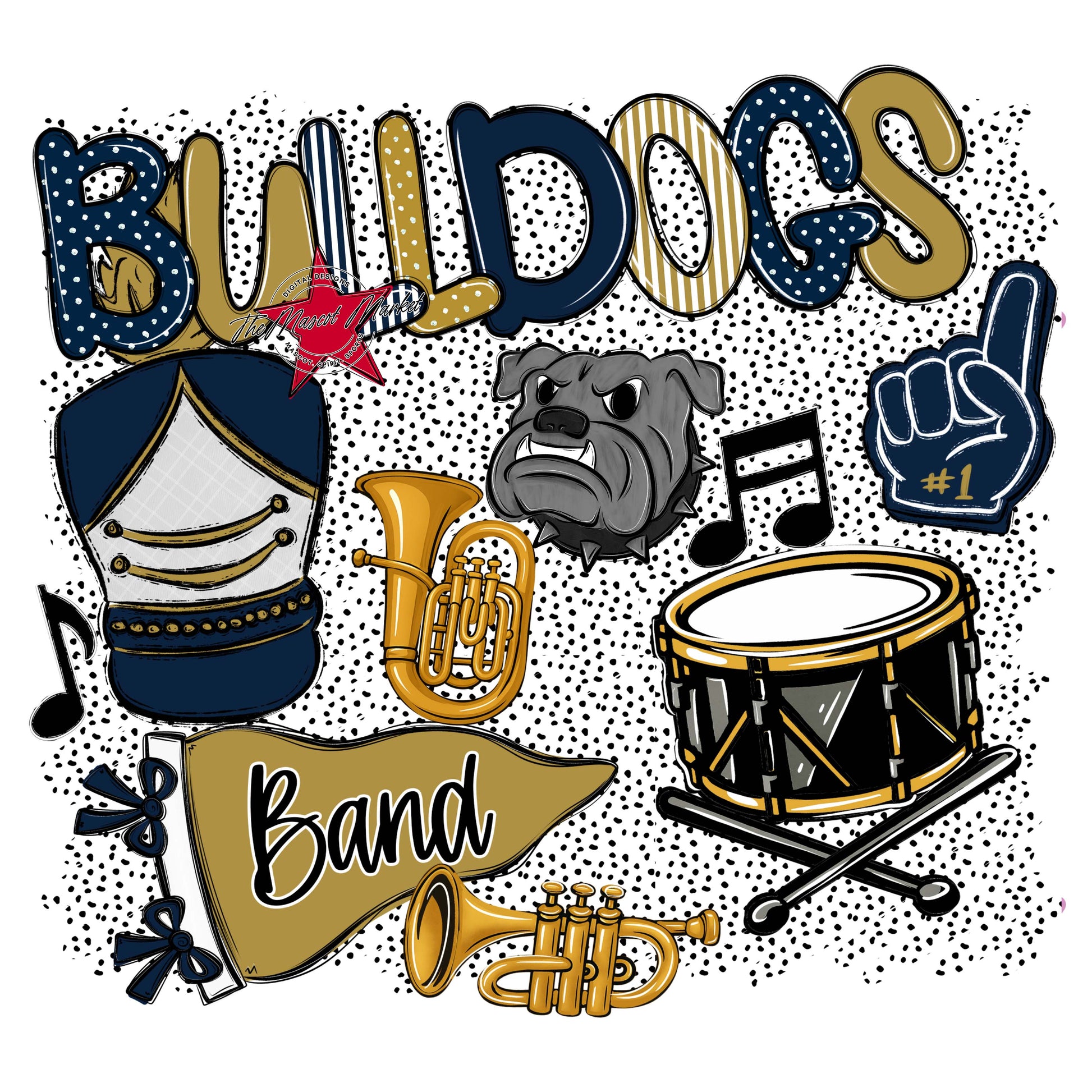Bulldogs Band Spirit-Navy & Gold