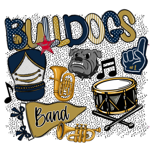 Bulldogs Band Spirit-Navy & Gold