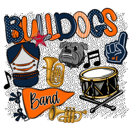 Bulldogs Band Spirit-Navy & Orange